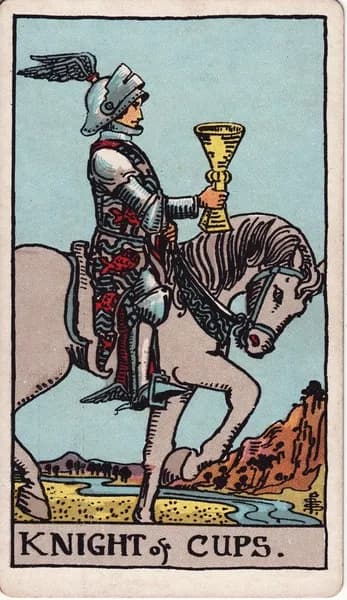 Carta dei tarocchi Rider–Waite–Smith: Cavaliere di Coppe (rovesciata)